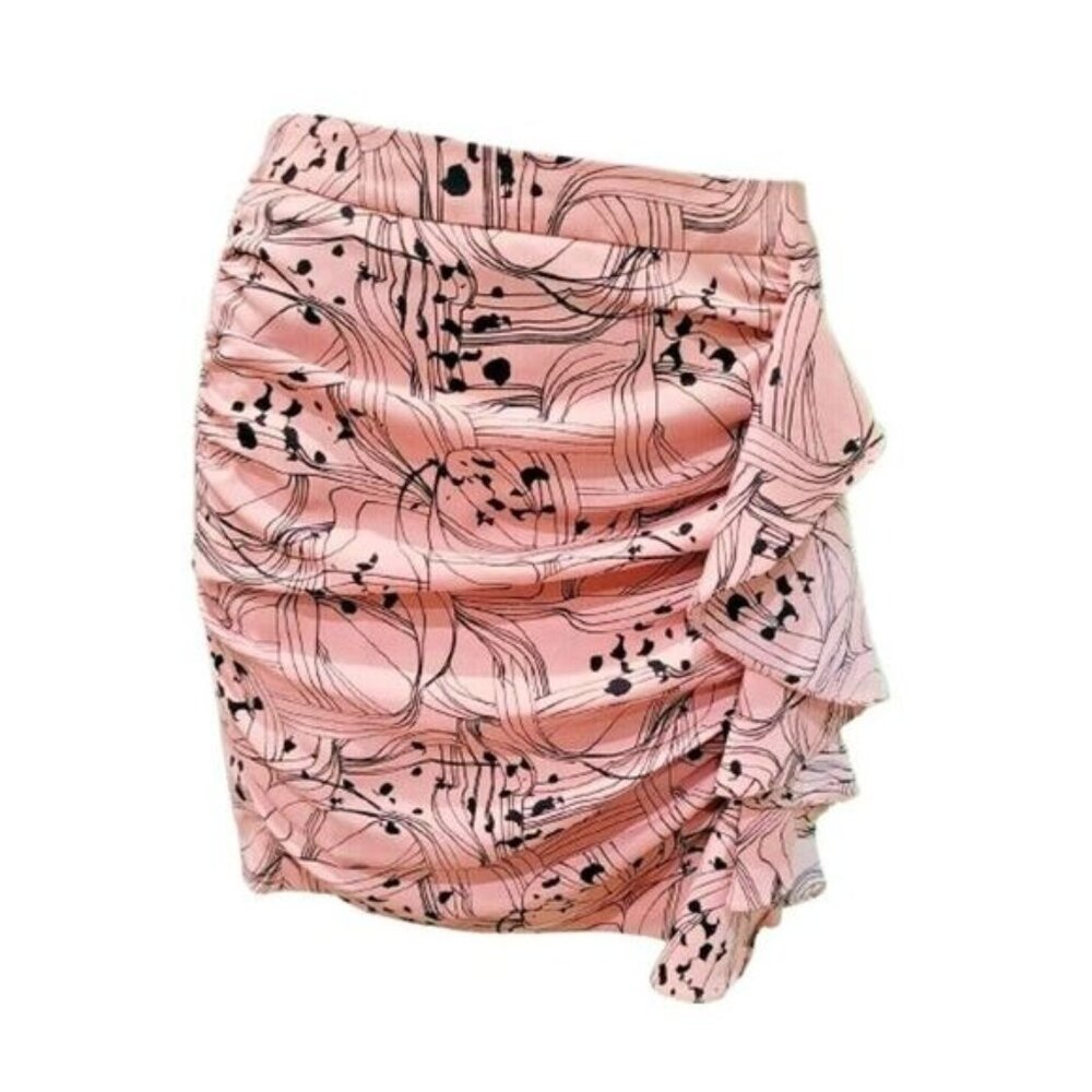 Womens Draped Flounce-detail‎ Ruffle Mini Skirt